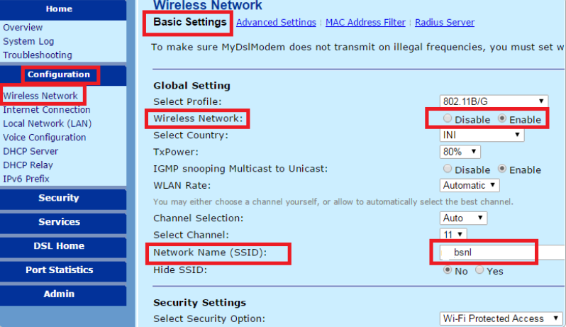 Wifi Password in BSNL 
