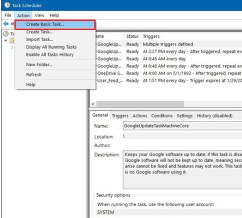 create task - How To Empty the Recycle Bin Automatically on Windows 10