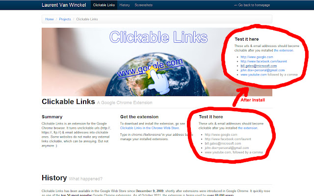 clickable links