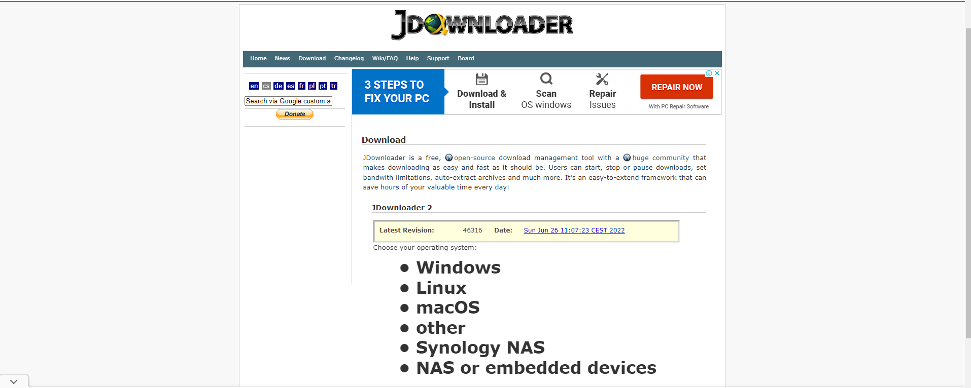 JDownloader- Dwonload Section