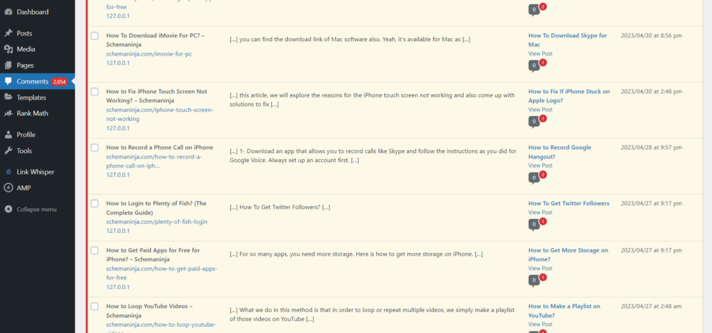 Spam comments on WordPress