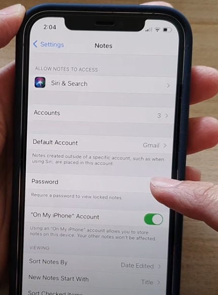 notes password in iphone