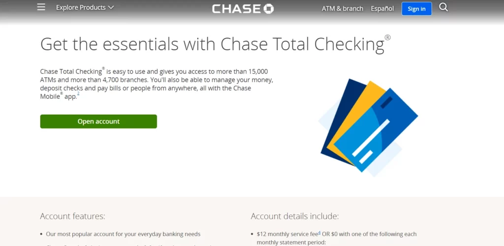 chase total checking