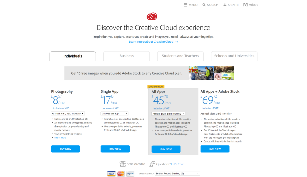 Adobe Creative Cloud Creative Cloud pricing and membership plans