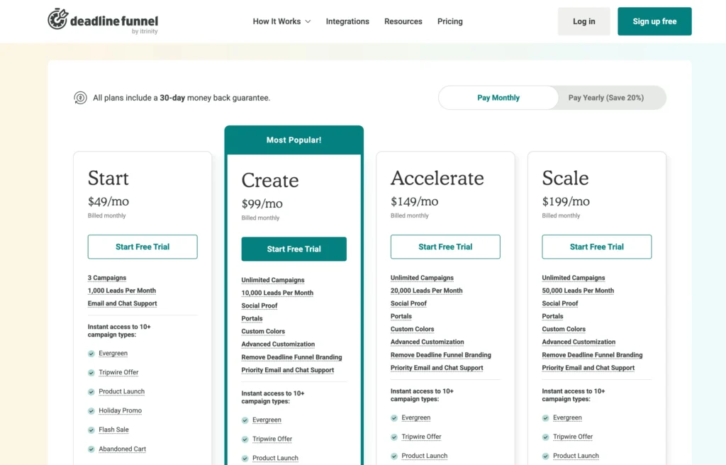 Deadline Funnel Pricing - Monthly
