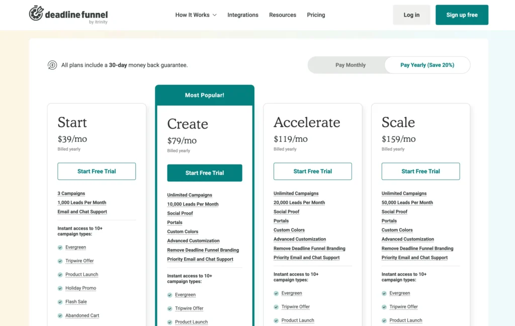 Deadline Funnel Pricing - Yearly