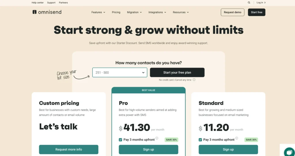 Omnisend Pricing Options: