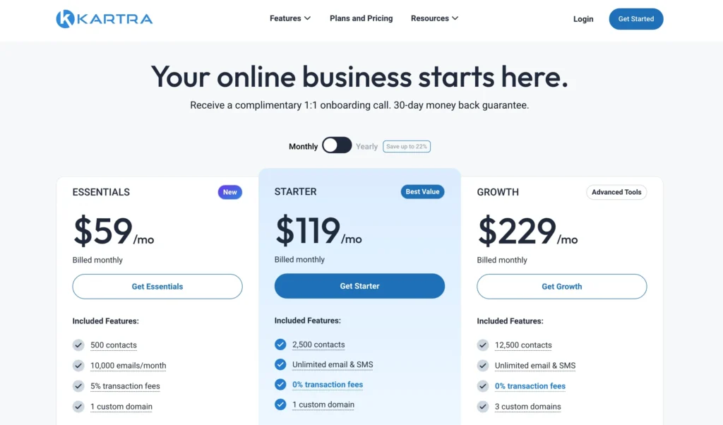 Pricing Plans Of Kartra: