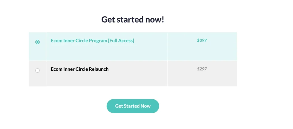 Pricing of eCom Inner-Circle