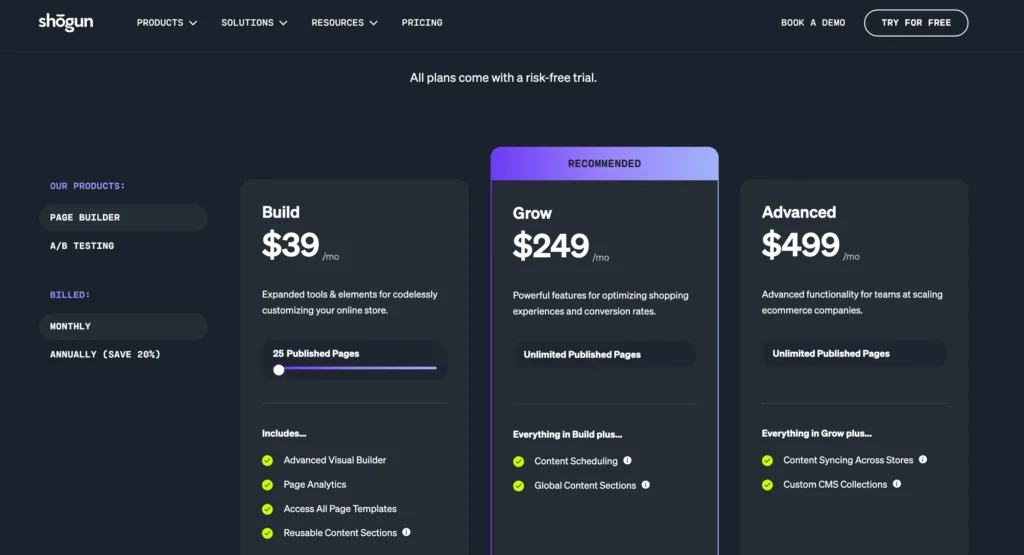 Shogun Page Builder Review: Pricing Plans
