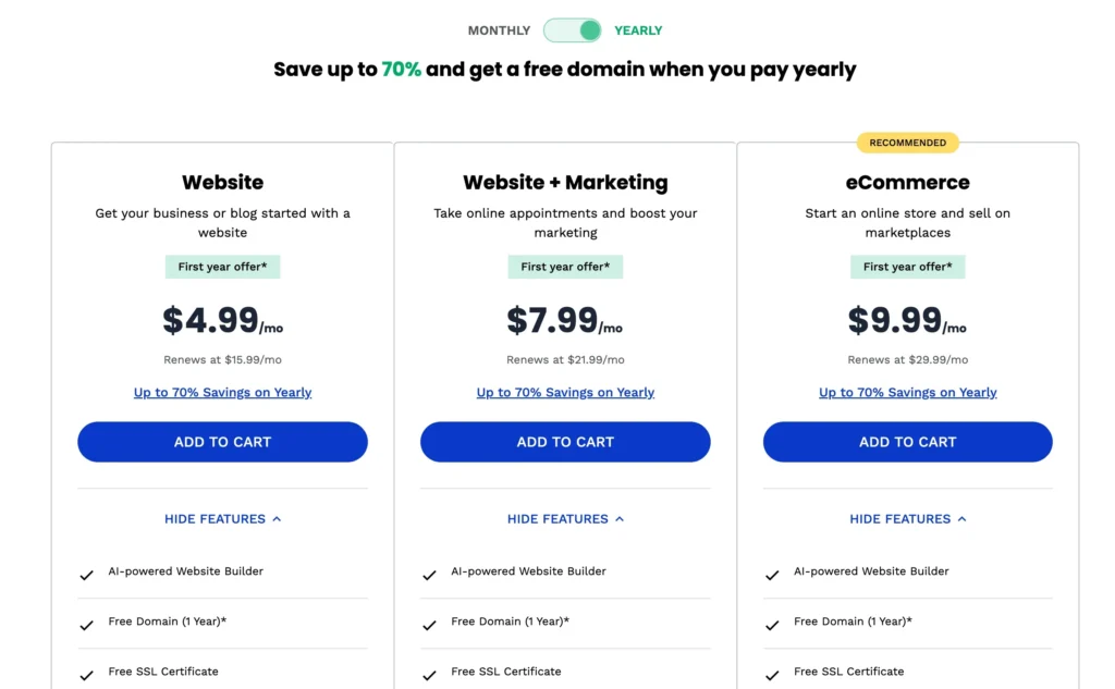 Web.com Pricing