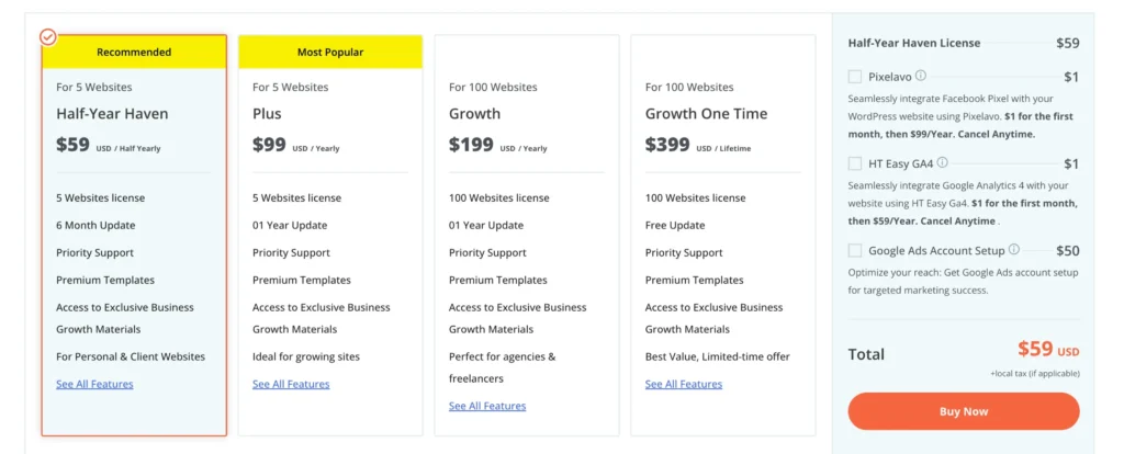 WooLentor Pricing Options
