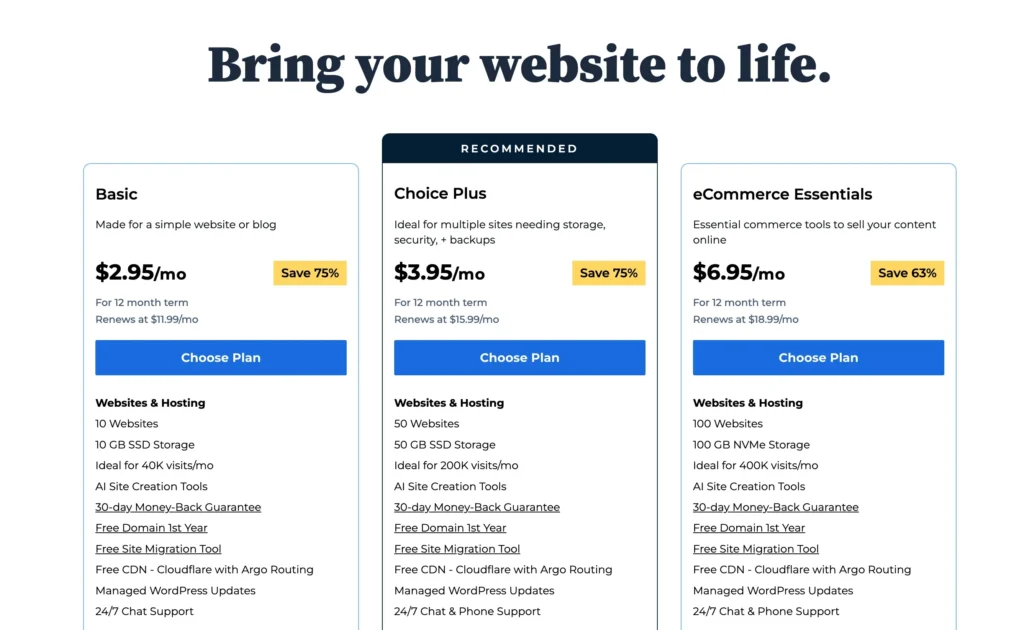 iPage - Pricing Options