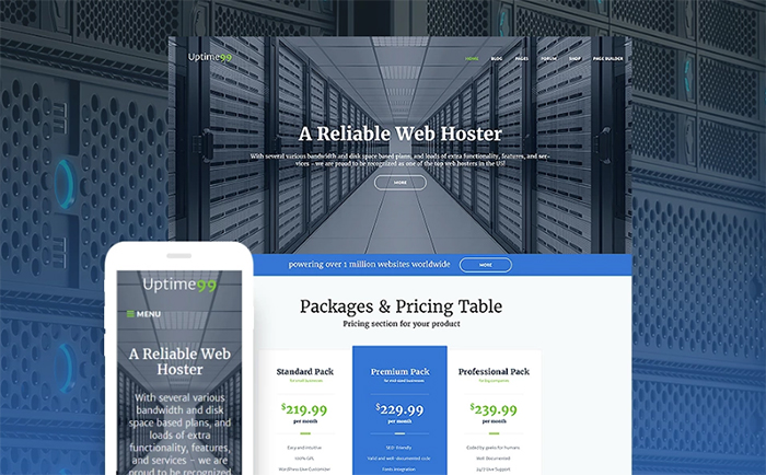 Uptime99 - Web Hosting WordPress Theme