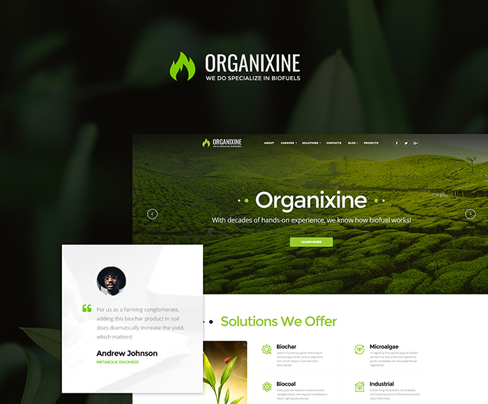 Organixine - Biofuel Company WordPress Theme 