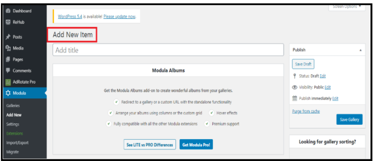 Add WordPress Photo Gallery - Add New Page