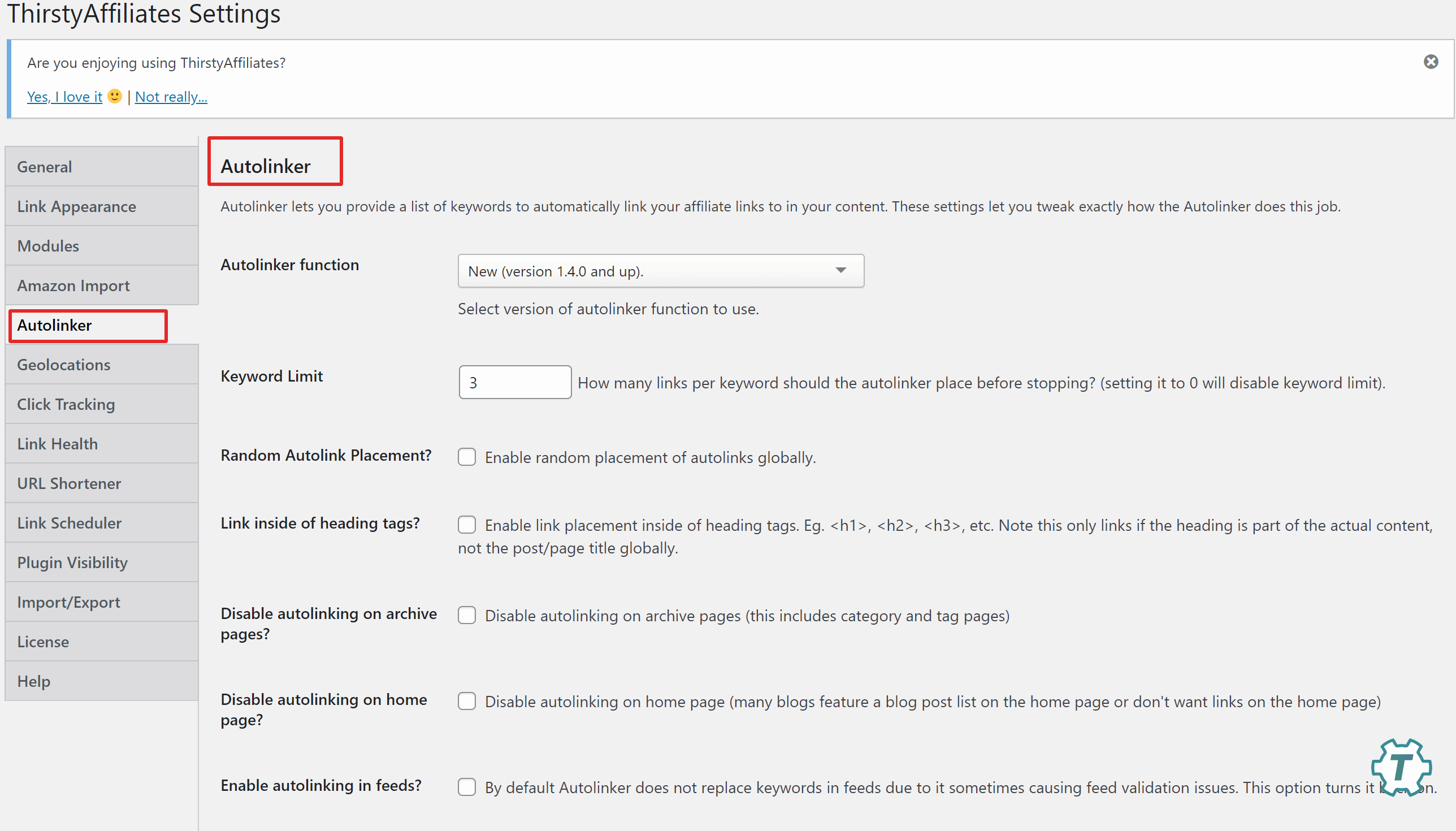 Autolinker ThirstyAffiliates