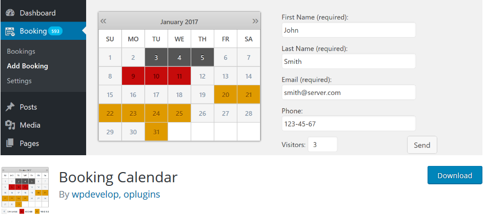 Booking Calander- Build a Travel Business Website