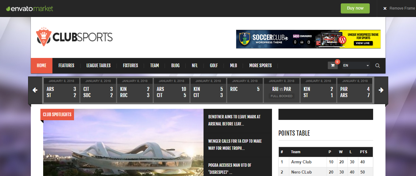 Club Sports - WordPress Sports Theme