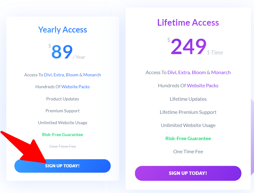 Divi - Pricing Plan