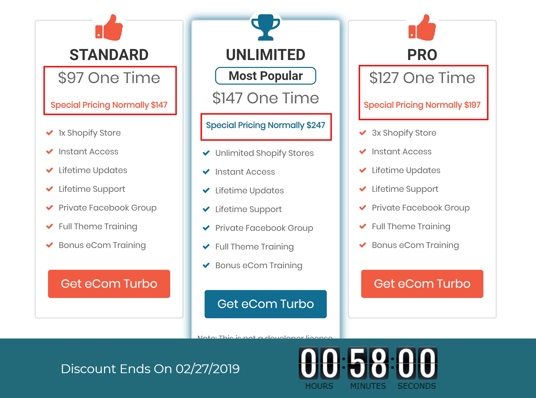 Ecomturbo vs Booster theme vs Turbo theme Pricing