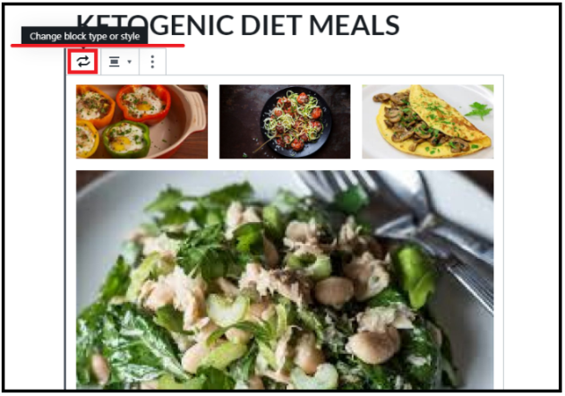 How to Create an Image Gallery in WordPress - Change Block Type or Style