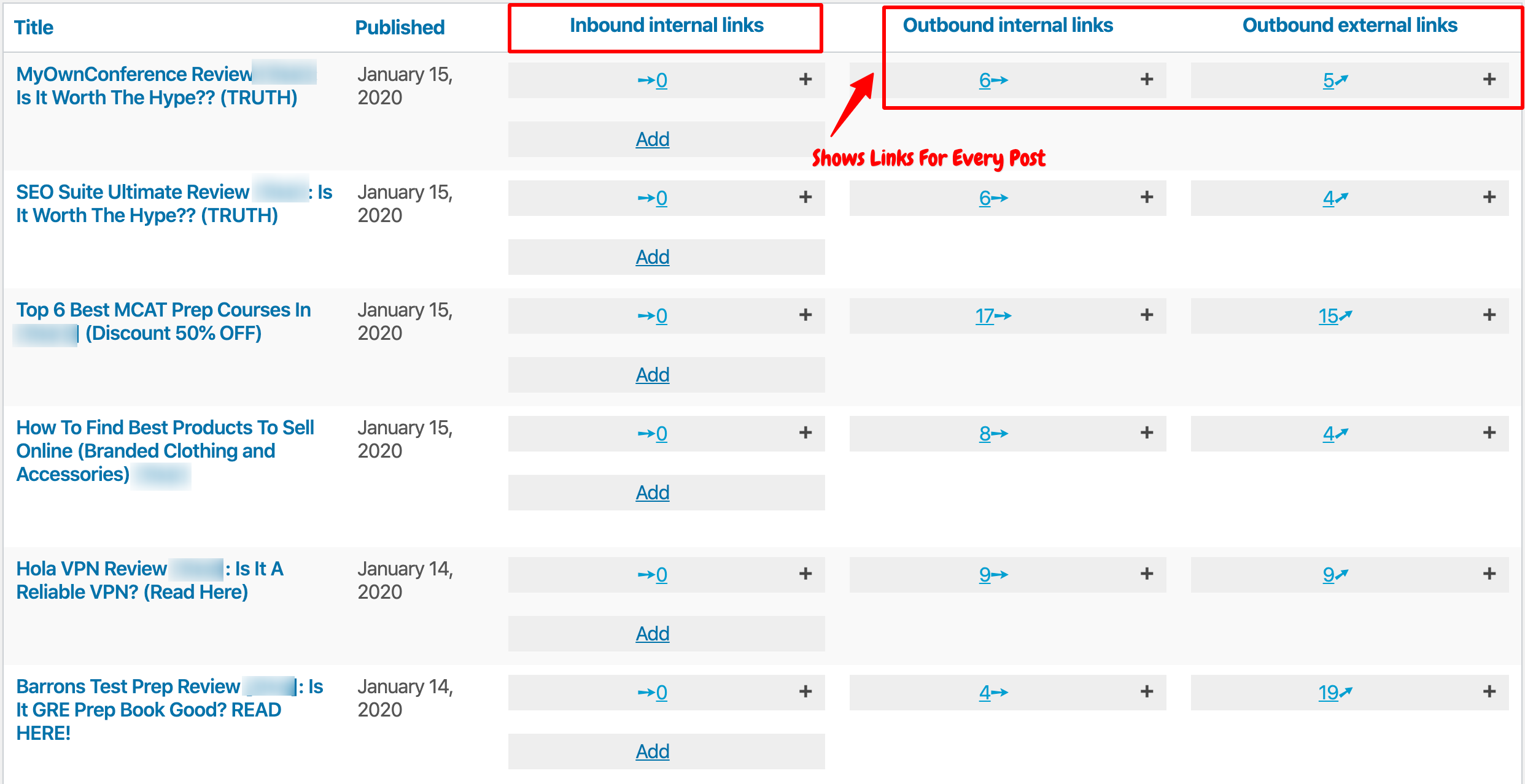 Internal Link Reports- Link Whisper