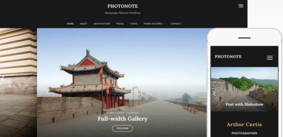 PhotoNote 2.0 Photography WordPress Themes