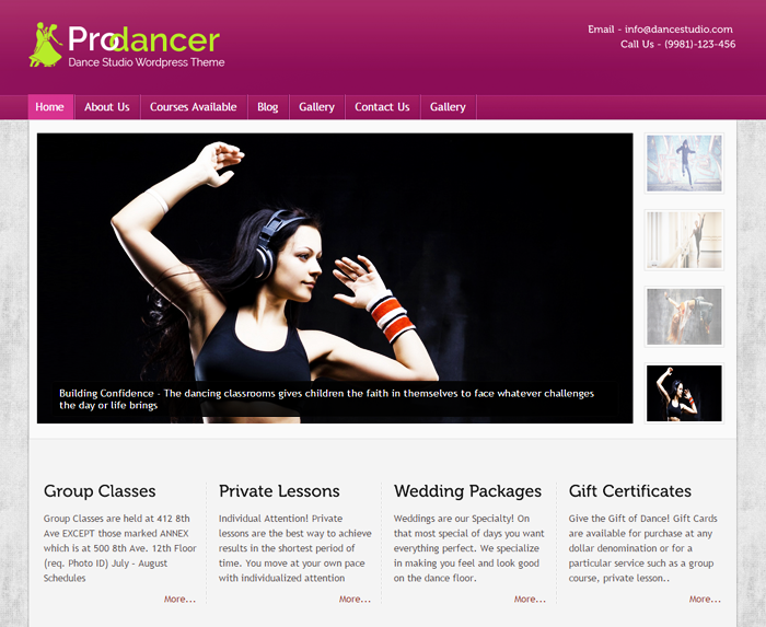 Prodancer WordPress Theme