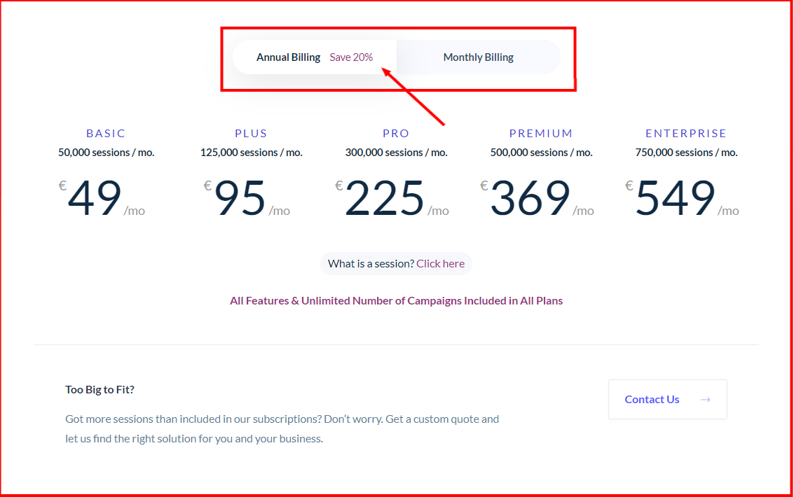 Sleeknote Pricing Plans