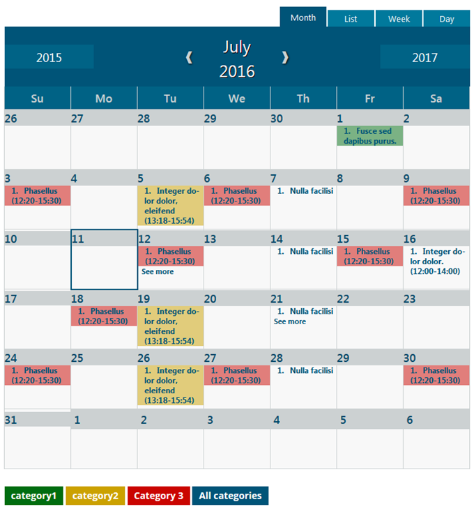 Spider event Calendar