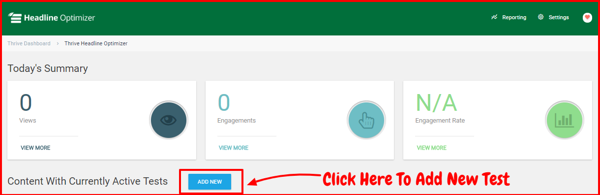 Thrive Headline Optimizer Review- Add New Test