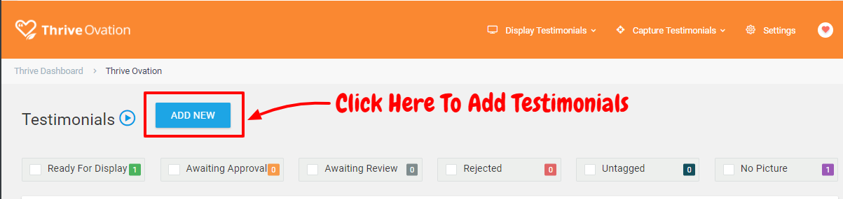 Thrive Ovation Review- Add New Testimonials
