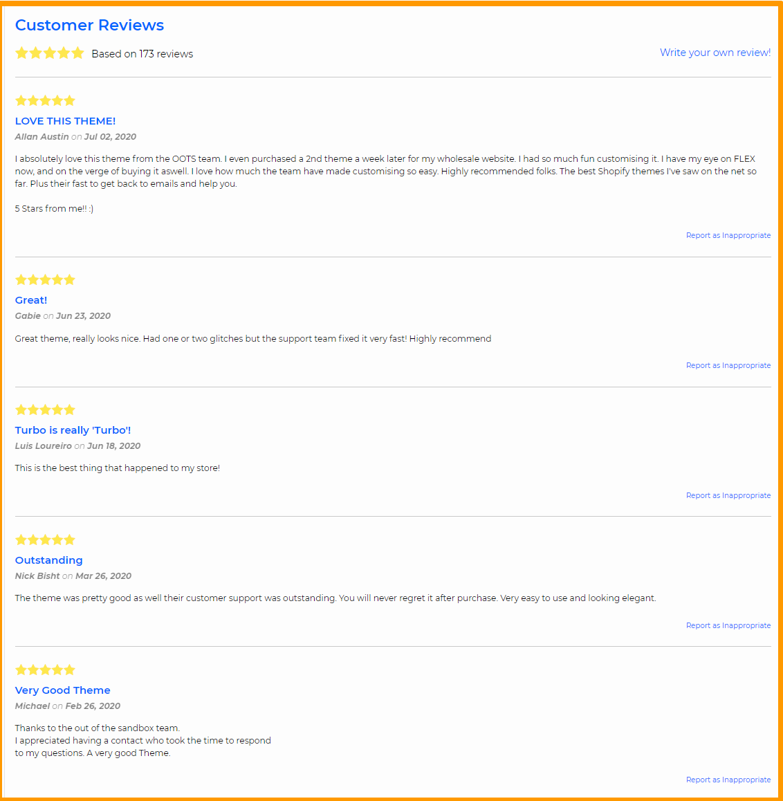 Turbo shopify Theme Testimonials