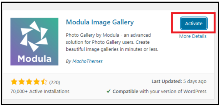 New WordPress Photo Gallery - Active Page