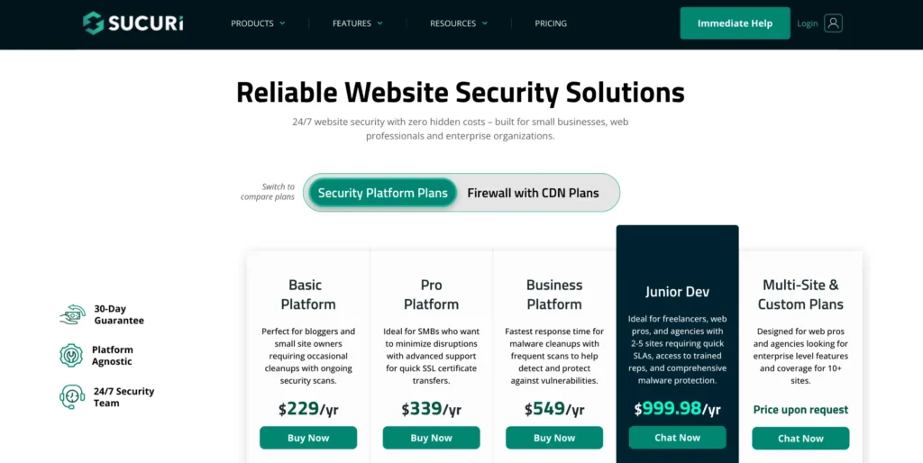 Sucuri Pricing Plans