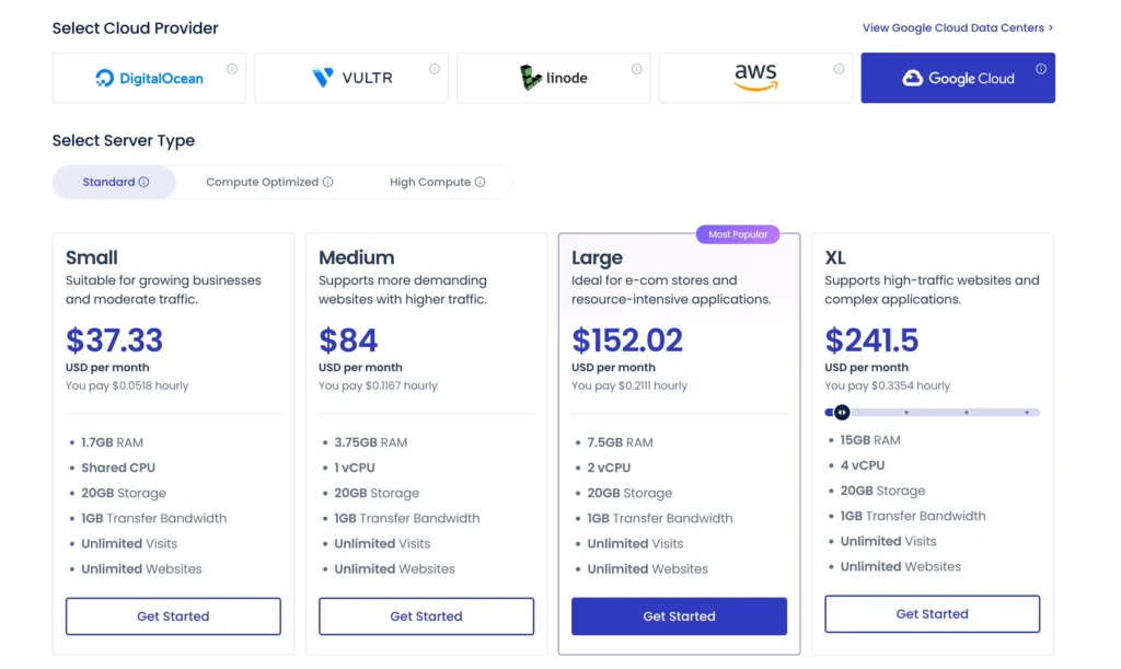 Cloudways - Google Cloud Platform (GCP) Pricing Plans