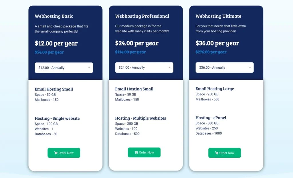 Pricing Of Miss Hosting