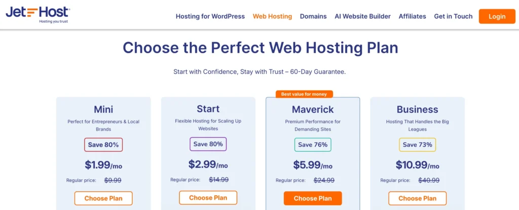 JetHost - Price Plan