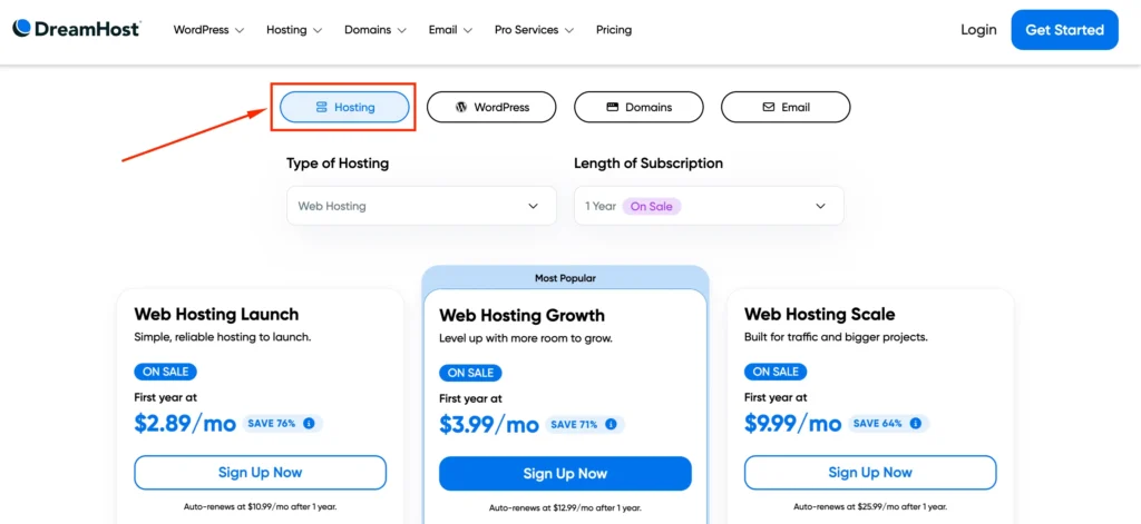 DreamHost Web Hosting Price Plans