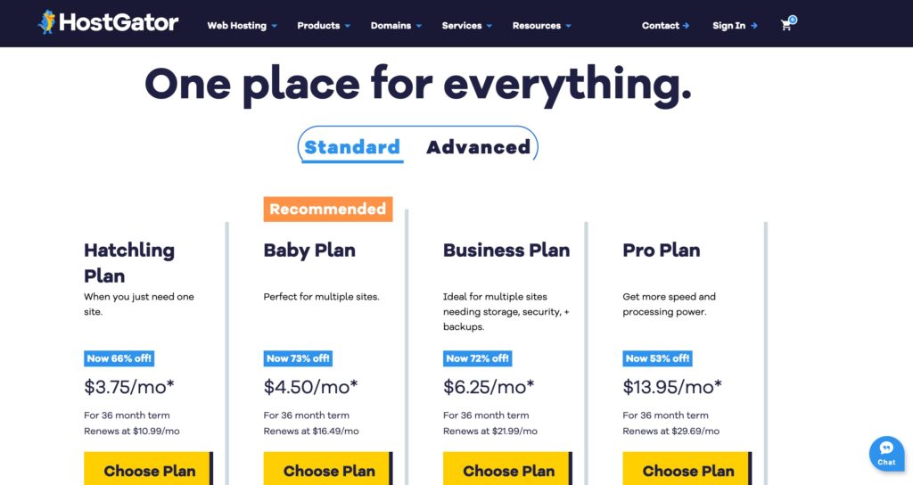 Hostgator Pricing Plans