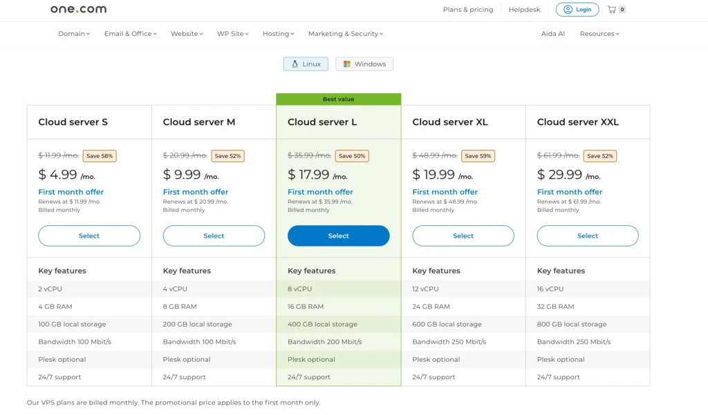 VPS Hosting Price Option