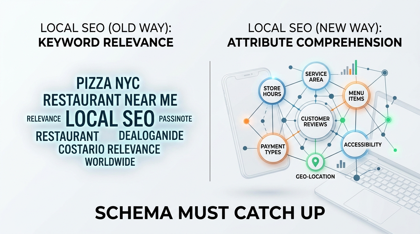 Local SEO Is Now Attribute Comprehension Not Keyword Relevance — Schema Must Catch Up