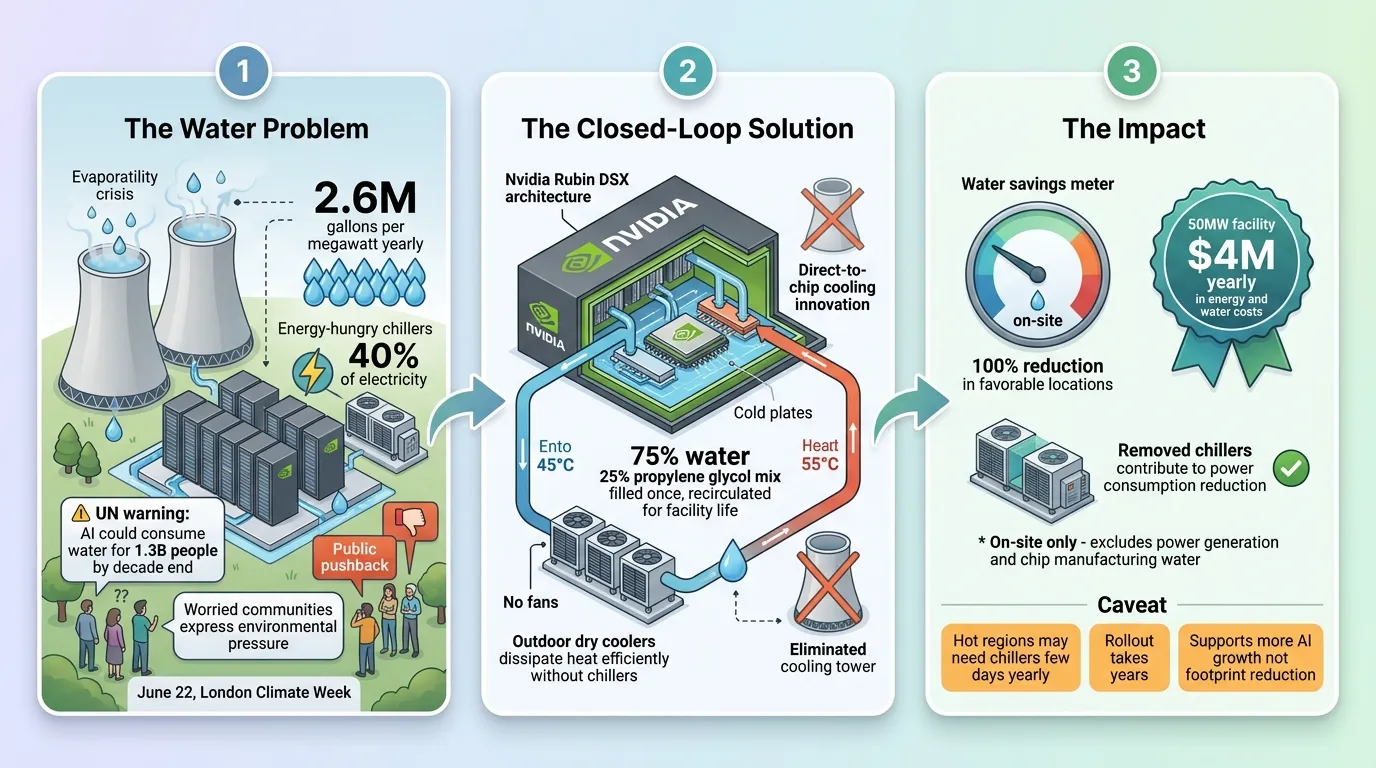 Nvidia Says Its "Hotter Than a Hot Tub" Cooling Can Cut AI Data Center Water Use to Near Zero