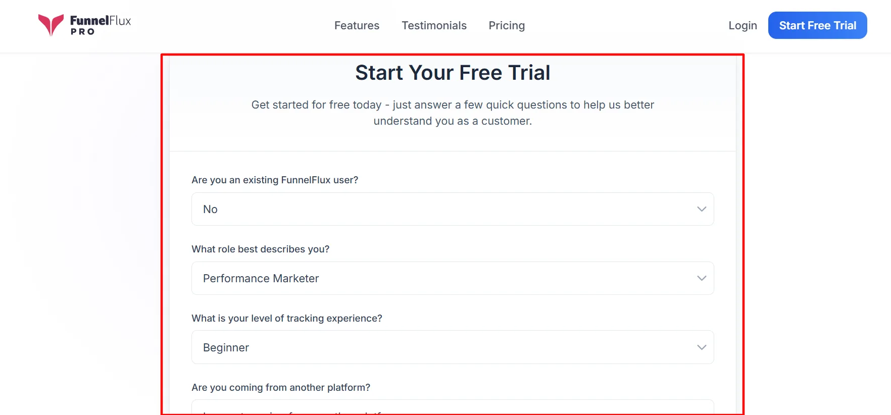 funnelflux login step 2