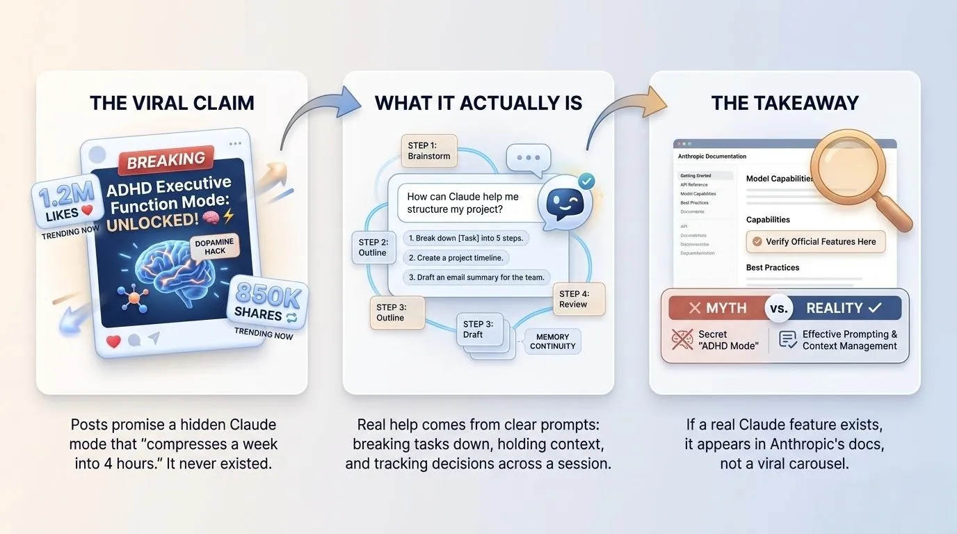 No, Claude Does Not Have an "ADHD Executive Function Mode"
