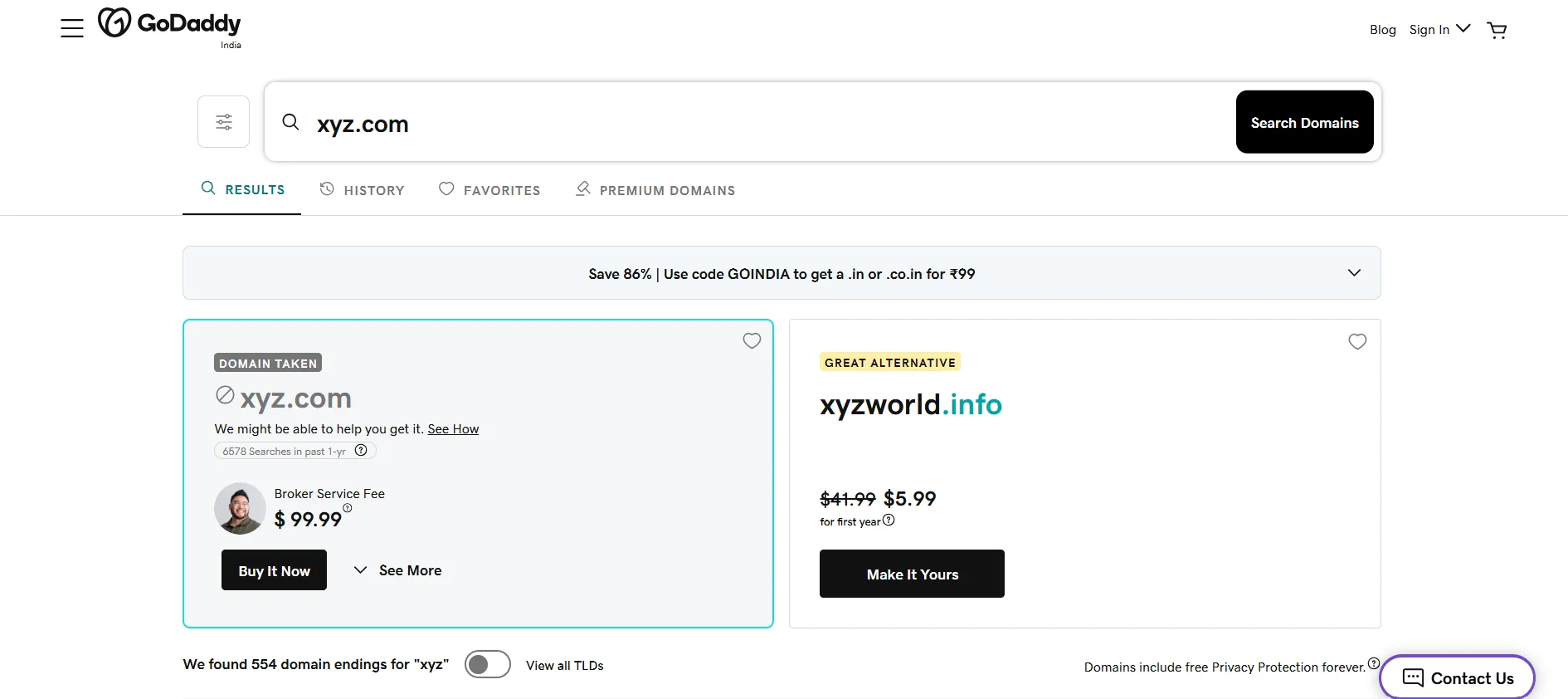 GoDaddy coupon step 2