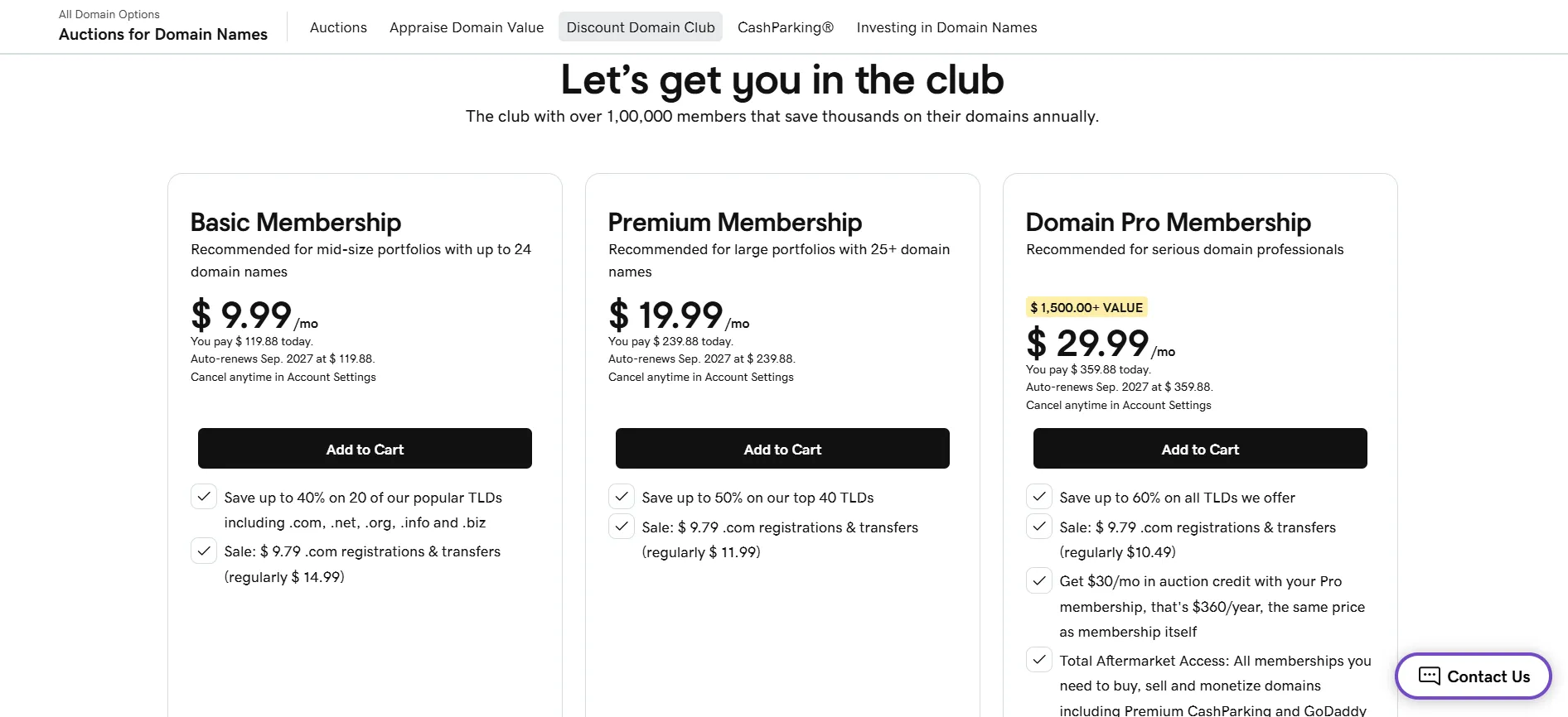GoDaddy Pricing