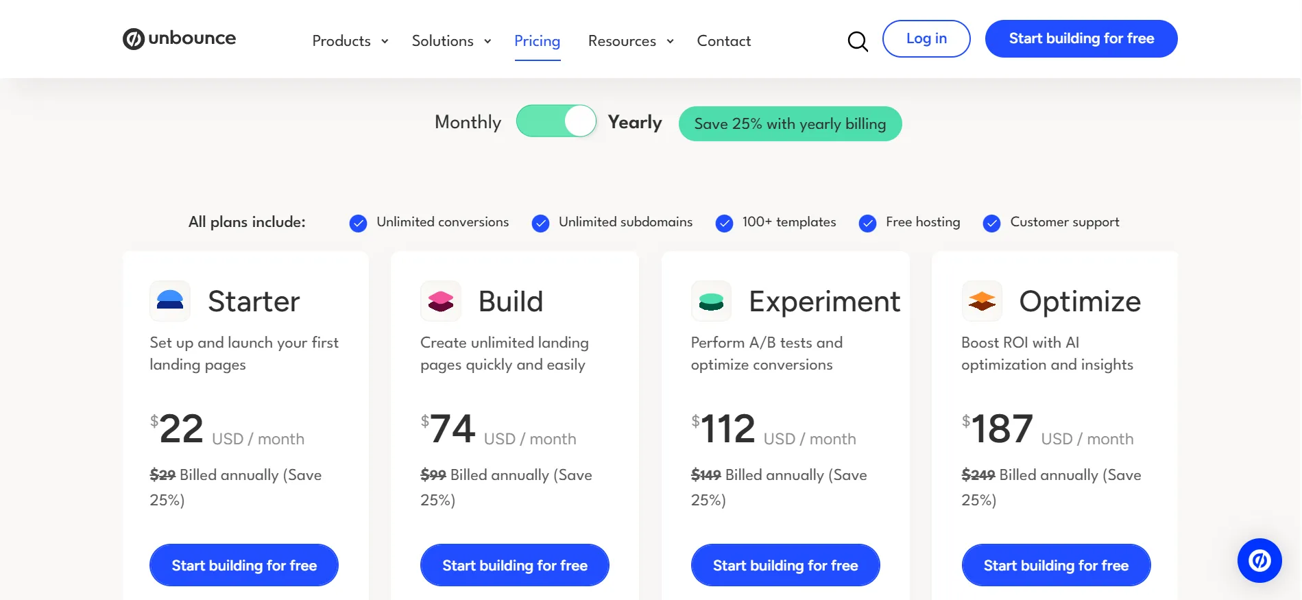 unbounce-pricing-plan